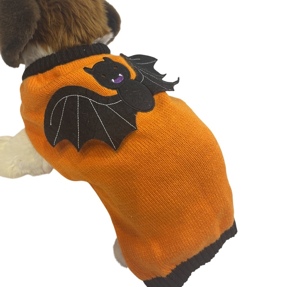 Halloween Dog Sweater Bat Applique Pet Costume Apparel‎ Clothes Orange